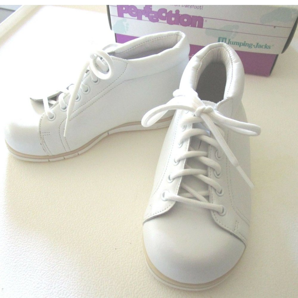 Perfection by Jumping Jacks Walking Toddler Shoes White Leather NEW